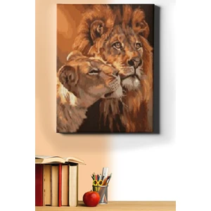 Aslanların Aşkı Sayılarla Boyama Seti Kasnaklı 40 x 50 cm
