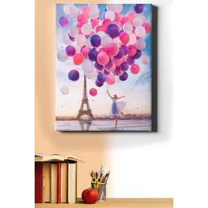 Eyfel Kulesi, Kadın ve Romantik Balonlar Sayılarla Boyama Seti Kasnaklı 40*50