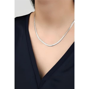 Yüksek Kalite 316L Çelik Italyan Ezme Altın ve Gümüş Rengi Zincir Kolye 45 cm
