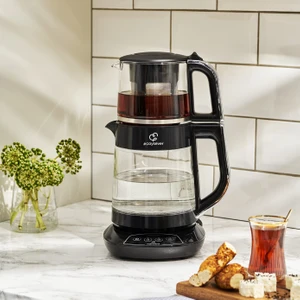 Çaysever 3 in 1 Konuşan Cam Çay Makinesi Su Isıtıcı ve Mama Suyu Hazırlama 1700W Chrome