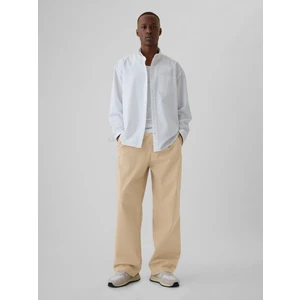 Erkek Bej Modern Pile Detaylı Baggy Fit Khaki Pantolon