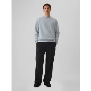 Erkek Siyah Modern Pile Detaylı Baggy Fit Khaki Pantolon