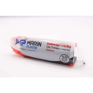 Endüstriyel Orta Boy Çöp Torbası 55 x 60 cm Siyah 25'li Rulo 500 Adet 1 Koli