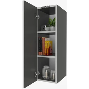 Kenzlife mutfak dolabı irem  090.030.32 gri  2 raflı kapaklı  ofis banyo kiler evrak kitaplık
