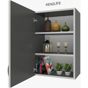 Kenzlife mutfak dolabı irem  060.060.32 gri  2 raflı kapaklı  ofis banyo kiler evrak kitaplık