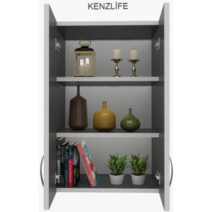 Kenzlife mutfak dolabı idil  090.040.32 gri 2 raflı kapaklı  ofis banyo kiler evrak kitaplık
