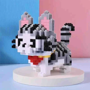 +/_ 700 Parça Gri Tekir Kedi Bricks Seti, Yetişkin Hobi Bricks Seti