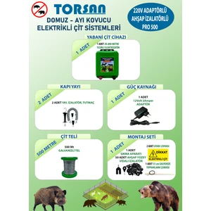 220V Adaptörlü Pro 500 Elektrikli Çit Sistemi ( Domuz - Ayı Kovucu ) 500MT