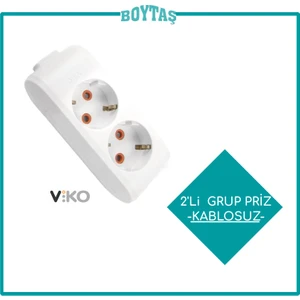 2'Li Topraklı Grup Priz-Beyaz(Kablosuz)