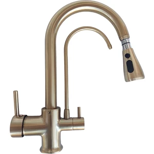 Yedi Yapı Spiralli Arıtmalı Mutfak Evye Bataryası Mat Gold