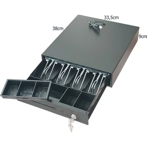 Orta Boy Para Çekmecesi 4 Banknot 5 Bozuk Para Gözlü Pos Kablolu Gizli Hazneli 33,5x38x9cm