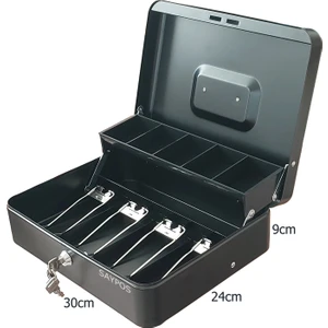 Metal Para Çekmecesi Kasası 4 Banknot 5 Bozuk Para Bölmeli Taşıma Kulplu 30x24x9cm