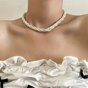 Lovisa Accessories El Emeği 3 Sıra Sarmal Inci Kolye, Choker Inci Boncuk Kolye