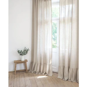 Fırfırlı Doğal Vintage Keten Perde (En x Boy)-Tek Kanat-Pilesiz