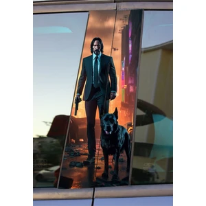Hediyene Bak John Wick Baskılı Araç Kapı Direk Kaplama Folyo Sticker 2'li (Sağ&sol)
