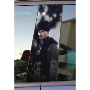 Hediyene Bak Atatürk Baskılı Araç Kapı Direk Kaplama Folyo Sticker 2'li (Sağ&sol)