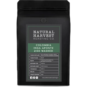 Natural Harvest Roasting Co. Colombia (Kolombiya) Inga Aponte 2150 Washed Yöresel Kahve 250 G.