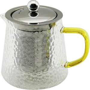 Gold Bazaar Yuvarlak Kabartmalı - Borosilikat  Cam Demlik 550 Ml