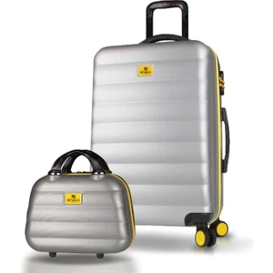 My Valice Colors Abs Makyaj ve Orta Boy Gri  2'li Valiz Seti