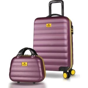 My Valice Colors Abs Makyaj ve Kabin Boy Mürdüm 2'li Valiz Seti