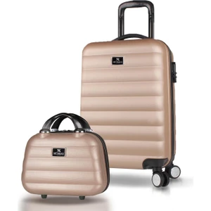 My Valice Colors Abs Makyaj ve Kabin Boy Gold  2'li Valiz Seti