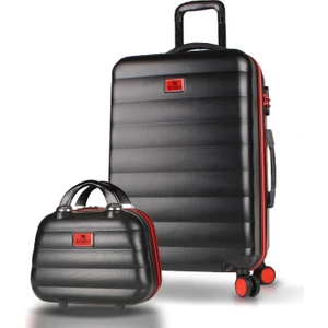 My Valice Colors Abs Makyaj ve Orta Boy Siyah  2'li Valiz Seti