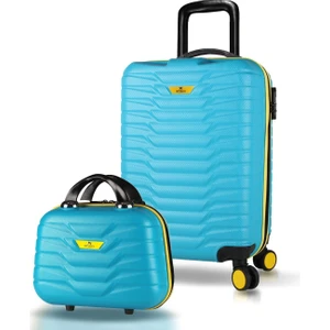 My Valice Croc Abs Makyaj ve Kabin Boy Turkuaz  2'li Valiz Seti