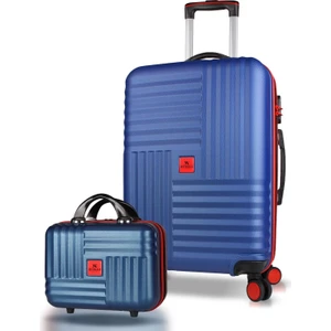 My Valice Puzzle Abs Makyaj ve Orta Boy Lacivert  2'li Valiz Seti