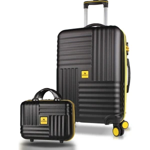 My Valice Puzzle Abs Makyaj ve Orta Boy Siyah  2'li Valiz Seti