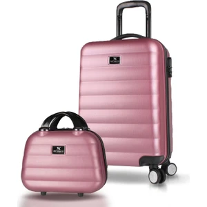 My Valice Colors Abs Makyaj ve Kabin Boy Rose Gold  2'li Valiz Seti