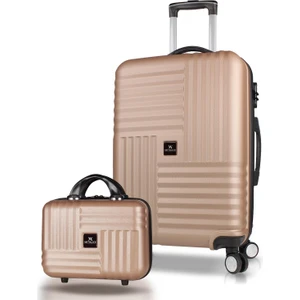 My Valice Puzzle Abs Makyaj ve Orta Boy Gold  2'li Valiz Seti