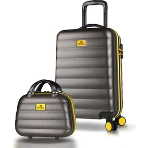 My Valice Colors Abs Makyaj ve Kabin Boy Antrasit  2'li Valiz Seti