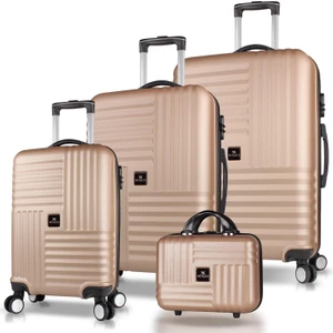 My Valice Puzzle Abs Kabin Orta Büyük ve Makyaj Boy Gold 4'lü Travel Valiz Seti
