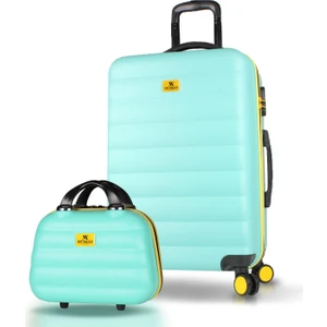 My Valice Colors Abs Makyaj ve Orta Boy Mint Yeşili  2'li Valiz Seti