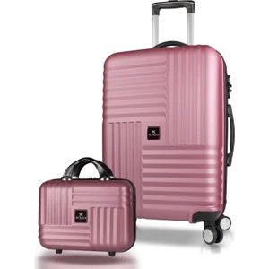 My Valice Puzzle Abs Makyaj ve Orta Boy Rose Gold  2'li Valiz Seti