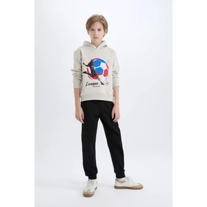 Erkek Çocuk 2'li Takım Kalın Kapüşonlu Baskılı Sweatshirt Beli Lastikli Eşofman Altı D6870A824CW