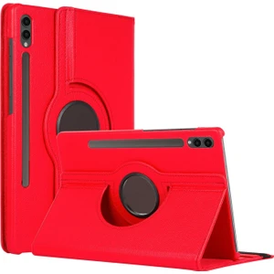 Samsung Galaxy Tab S10 Ultra X920 Kılıf 360 Rotating Stand Deri Kırmızı