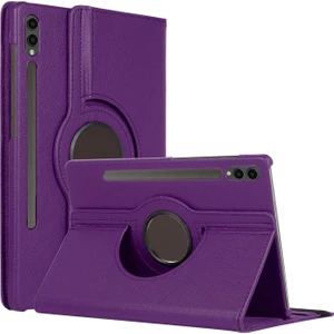 Samsung Galaxy Tab S10 Ultra X920 Kılıf 360 Rotating Stand Deri Mor