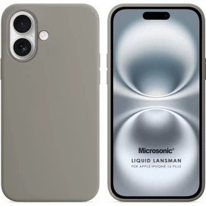 Apple iPhone 16 Plus Kılıf Liquid Lansman Silikon Gri