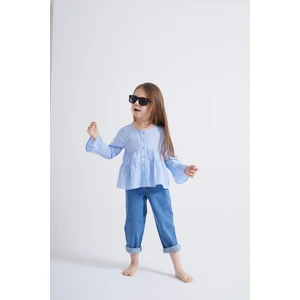 Oliven The Kid Mavi Vual Kız Gömlek Mavi