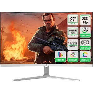 Vivid T50 27'' 1500R Curved Rgb Beyaz 200Hz 0.5ms Fhd 2X2W Speaker Va Gaming Monitör (Sıfır Ölü Piksel Garantili)