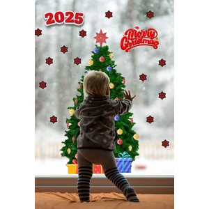Kt Grup Yılbaşı Ağacı Hoşgeldin 2025 Yeni Sezon Opak Şeffaf Çift Taraflı Cam Kapı Duvar Sticker