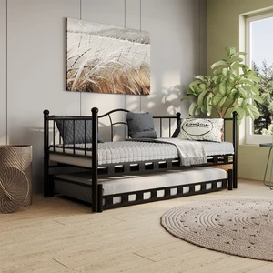 Kamelya Yavrulu Daybed Sedir Siyah Karyola