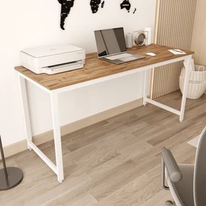 Çam/Beyaz Çalışma Masası 160x60, Bilgisayar Masası, Ofis Masası, Metal Ayaklı