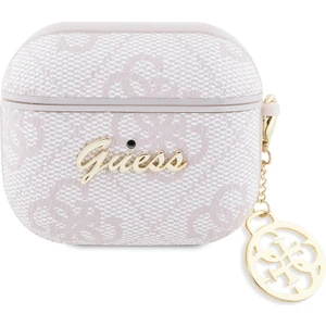 Airpods 3.nesil Kılıf 4g Desenli Metal Script Logolu 4g Charm Pu Deri Pembe