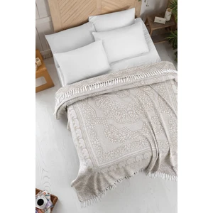 Pamuklu Jakar Saçak Bağlamalı Yatak Örtüsü Çift Kişilik - 230X250 cm