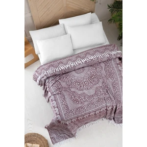 Pamuklu Jakar Saçak Bağlamalı Yatak Örtüsü Çift Kişilik - 230X250 cm