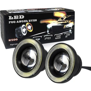 Team Car Mercekli Angel Yuvarlak Led Beyaz Sis Farı 7.6 cm Metal Gövde