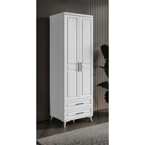 Ücretsiz Montaj - %100 MDF Gözde 2 Kapaklı Beyaz Gardırop - MDF Dolap - Elbise Dolabı