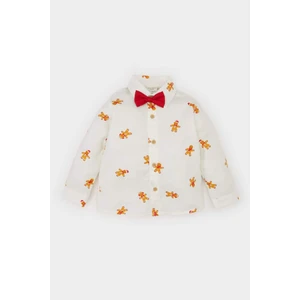 Erkek Bebek Yılbaşı Temalı Twill Uzun Kollu Gömlek D6735A524WN